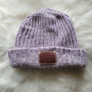 Love Your Melon Purple & White Speckled Knit Cuffed Beanie